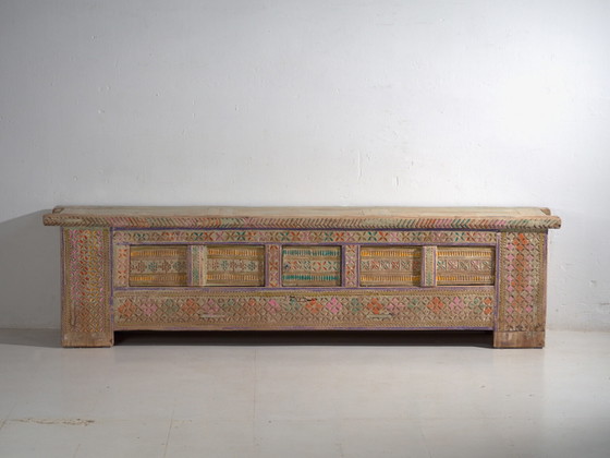 Credenza antica dipinta in legno di pino – Xinjiang, circa 1930 – Credenze con vetrina, Wood (photo 33 of 40)