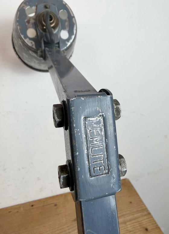 Image 1 of Industriële, grijze, verstelbare tafellamp van Memlite, jaren 60.