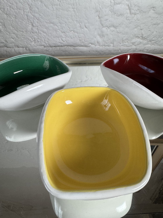 Image 1 of Service apéritif céramique et osier années 60