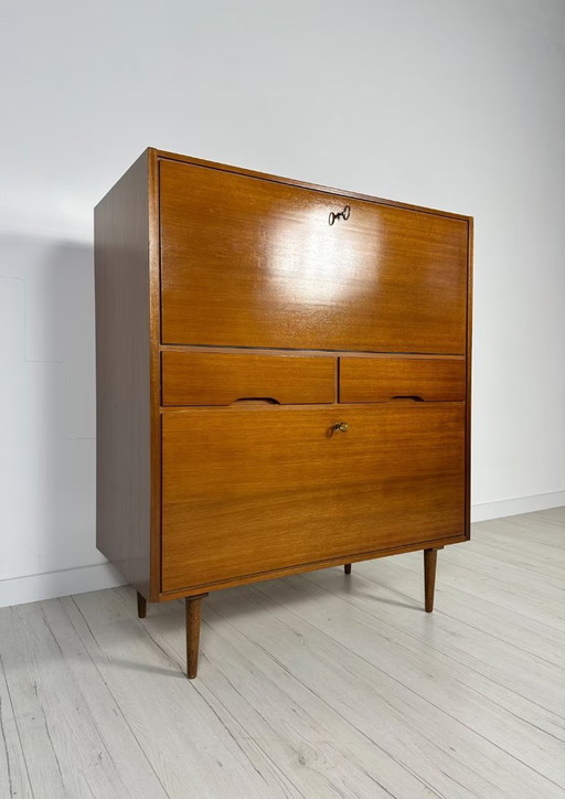 Vintage Minimalistic Walnut Cabinet Secretary 60s