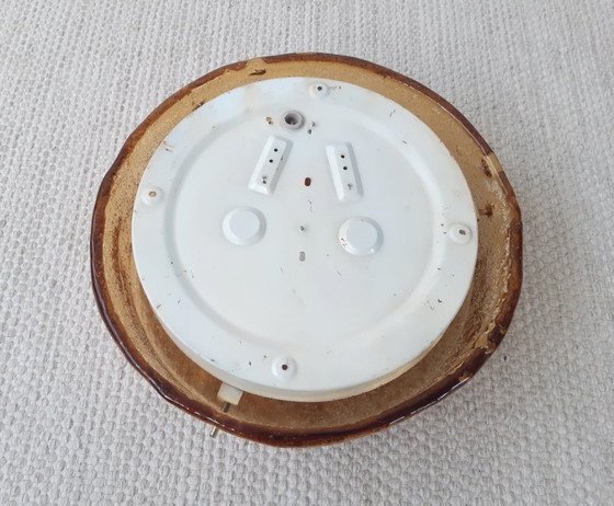 Image 1 of Suspension ronde en verre de RZB Leuchten, lampe de plafond vintage en verre avec relief.