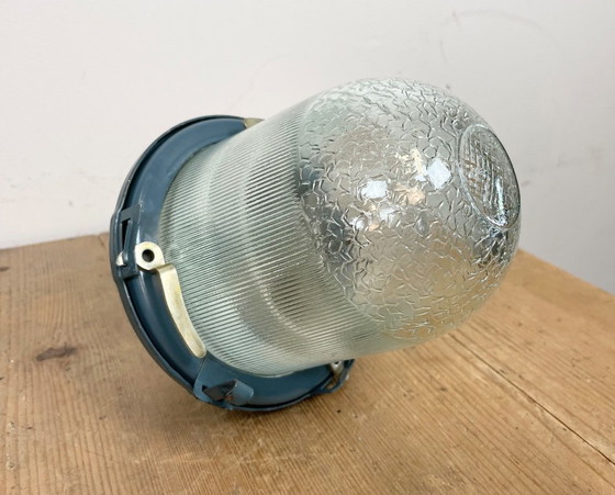 Image 1 of Blauwe industriële Sovjetbunker hanglamp, jaren 70