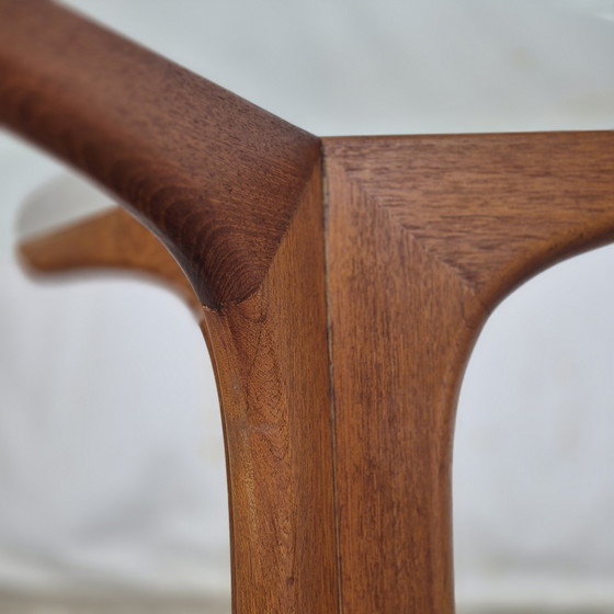 Image 1 of Vintage 1960s round coffee table teak with glass, Danish
