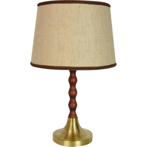 Lampada da tavolo in tessuto e legno di metà secolo, Cecoslovacchia, anni '60