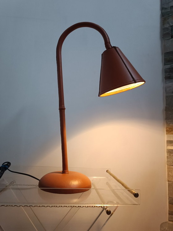 Table Lamp by Jacques Adnet for Valenti 1960s – Leather (photo 12 of 14)