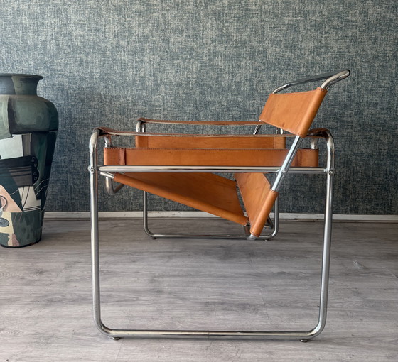 Image 1 of Vintage Wassily stoel – Cognacbruin leer – Fasem