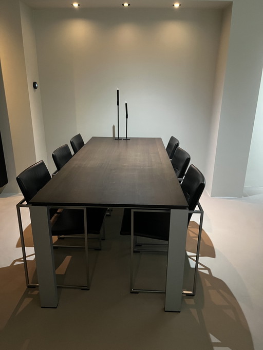 Arco 6 sedie da pranzo in pelle nera