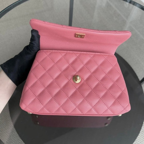 Image 1 of Chanel Coco Handle Small - Pelle trapuntata color caviale rosa con finiture dorate Serie 27