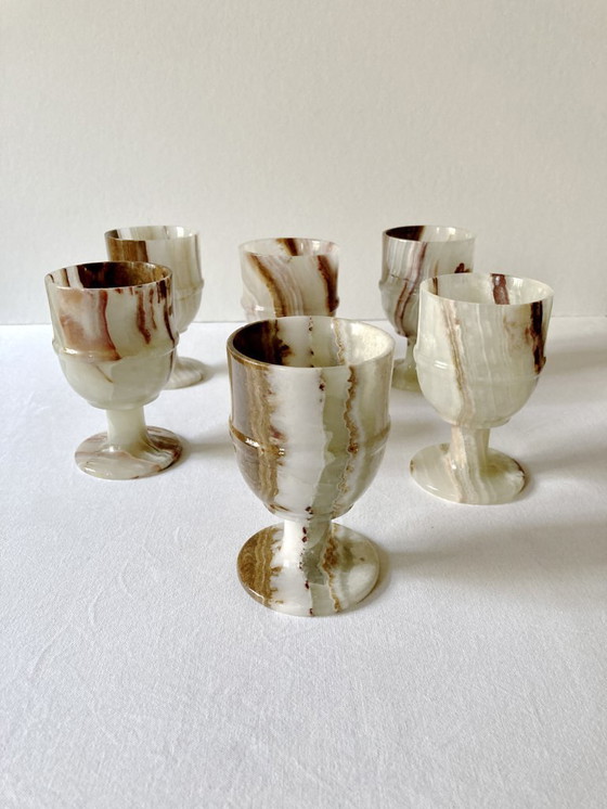 Image 1 of 6 copas con tallo de alabastro