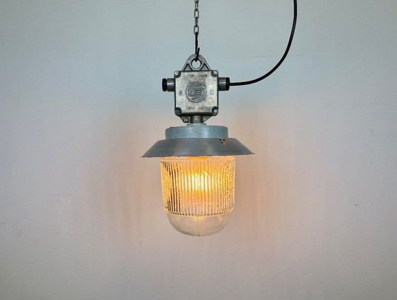 Image 1 of Industrial Aluminium Light with Glass Cover from Elektrosvit, 1970s