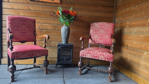Paar antieke fauteuils -set van 2- Lodewijk stijl