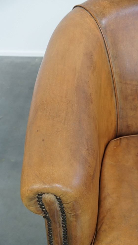 Image 1 of Vintage Sheepskin Leather 2-Seater Sofa in English Style