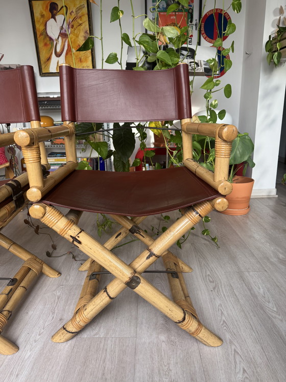 Image 1 of Paire de chaises de réalisateur Lyda Levi McGuire en cuir