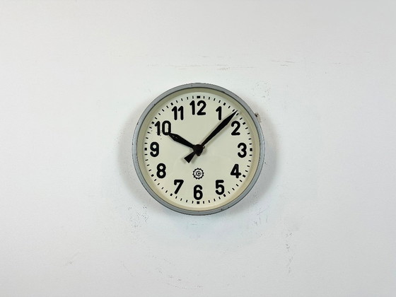 Image 1 of Grey Industrial Factory Wall Clock From Chronotechna, 1950s