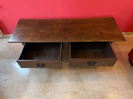 Image 1 of Tavolino da bar antico vintage con cassetti