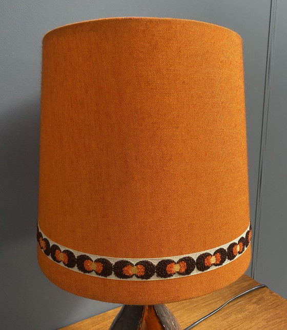 Ceramic Orange / Brown Table Lamp 1960s – Textile (photo 12 of 13)