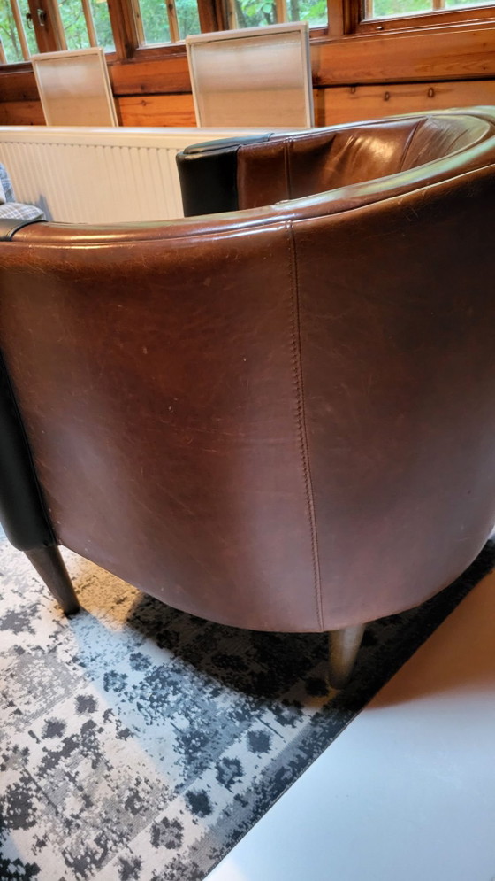 Poltrone Club Vintage Stile Art Déco in Pelle (di Pecora) Set di 2 – Legno (photo 9 of 12)