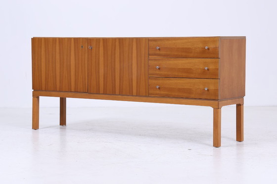 Image 1 of Vintage Noyer Palette Sideboard années 60 | Mid Century TV Board avec compartiments & tiroirs Rétro Bois de rangement #06-40