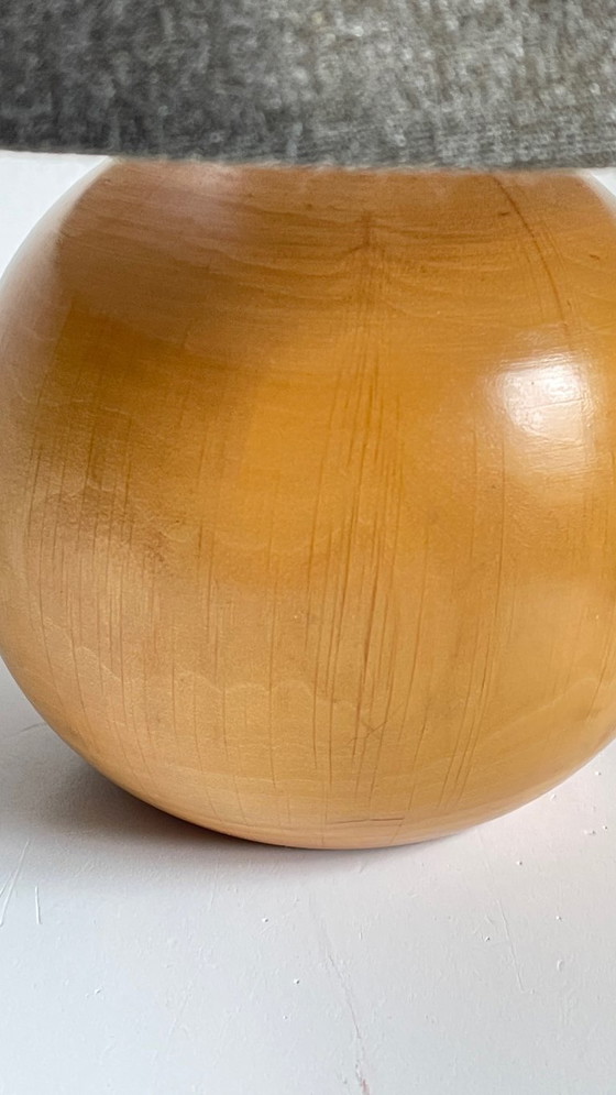 Image 1 of LAMPE Boule Bois Massif ANNEES 70