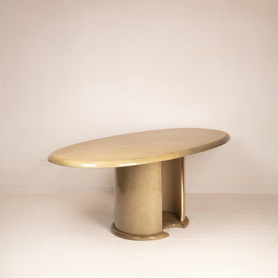 Angelo Mazzola parchment table produced by Ar.Vi Salpol, 1980 – Dining tables (photo 22 of 26)