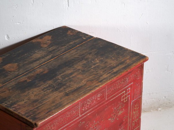 Baule cinese antico dipinto in legno di pino – Dongbei, circa 1930 – Armadi contenitori (photo 12 of 40)