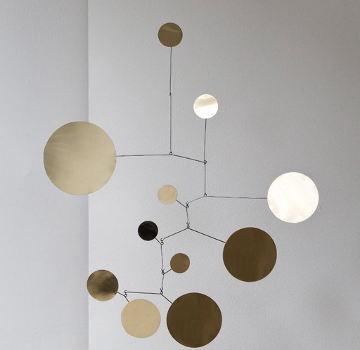 Grande sculpture mobile en laiton Space Age