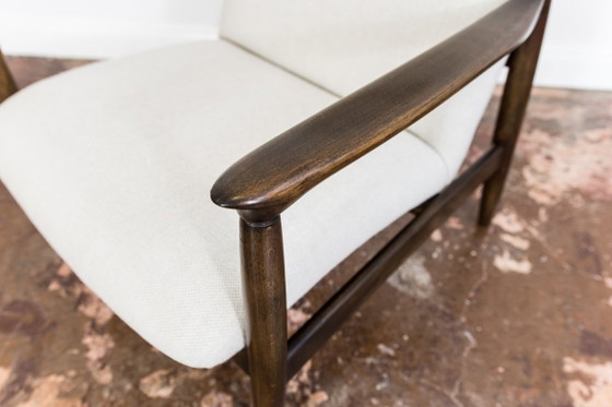 Image 1 of Mid Century Modern High Back Armchair By Edmund Homa In Kvadrat Fabric, Gfm, Poland, 1960s