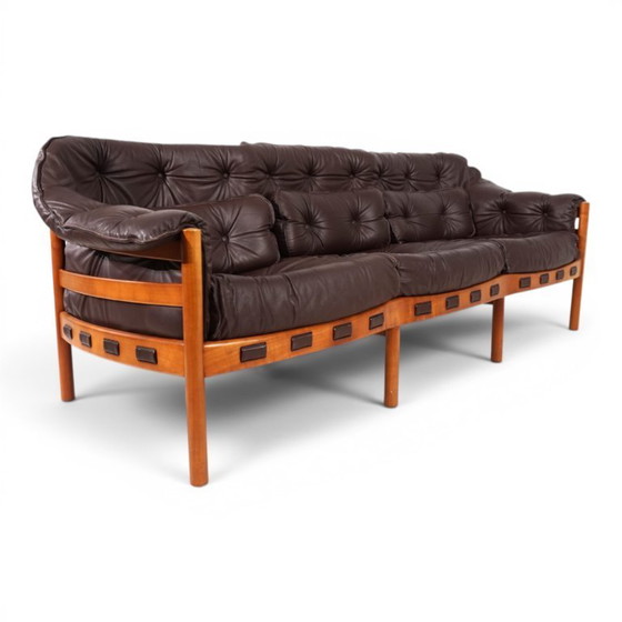 Woonkamerset Coja van Sven Ellekaer – 3-zitsbank en 2 fauteuils in bruin leer, 1960 – Wood, Leather (photo 13 of 20)