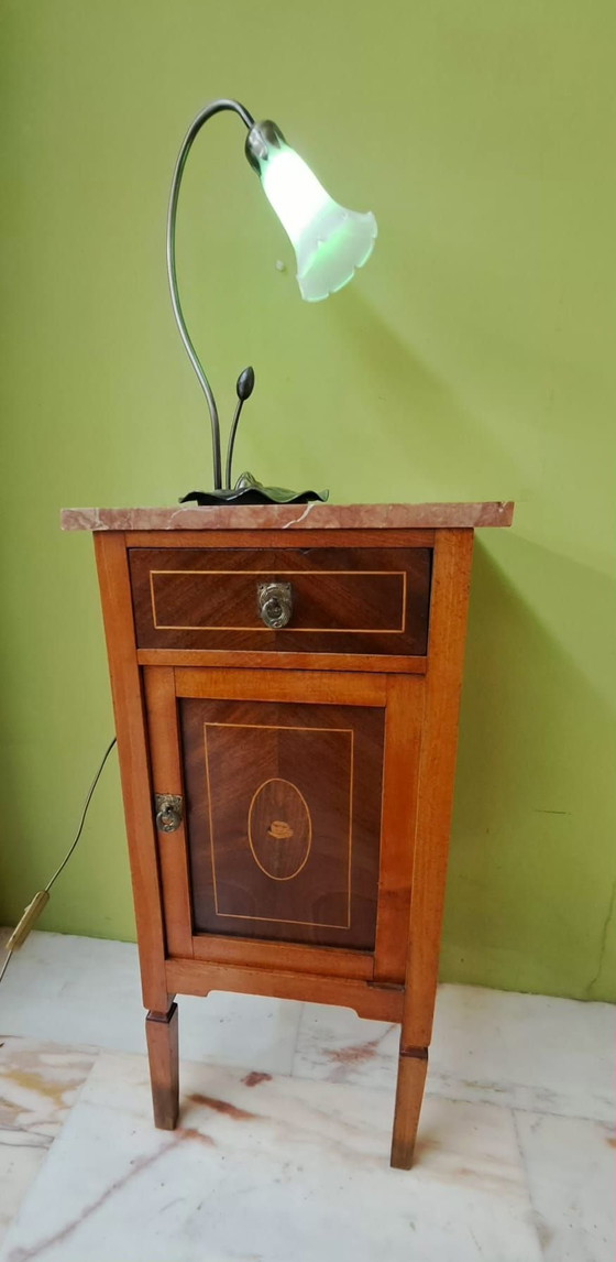 Comodino antico anni '50, Comodini, Bronzo, Marmo, Marrone (foto 2 di 10)