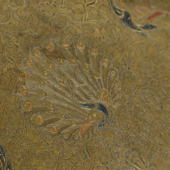 Image 1 of Vassoio orientale in ottone a forma di pavone