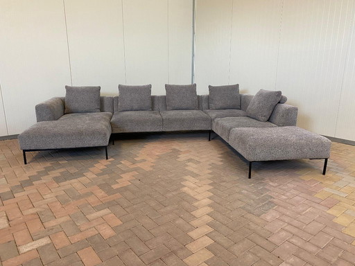 Montel Grand canapé en U en tissu gris