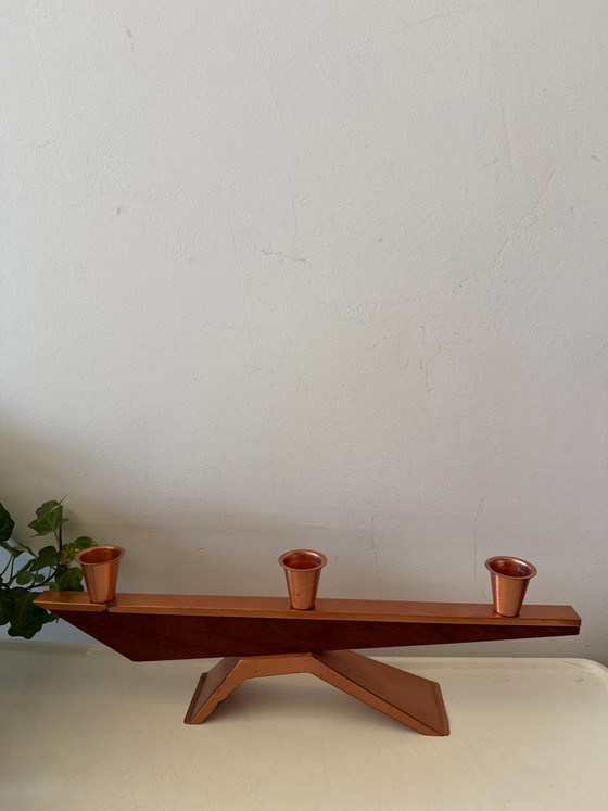 Portacandele Mid-Century in legno di teak – Copper, Scandinavian (photo 5 of 7)