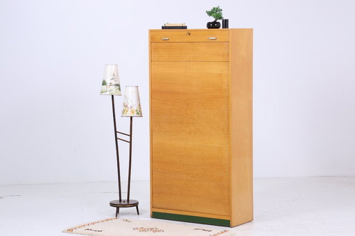 Armadio a tapparelle vintage anni '60 | Armadio a scaffale Mid Century libreria a ripiani in legno archiviazione #08-07