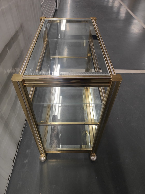 Image 1 of Table Chariot de Bar Français Or Chrome Paris par Pierre Vandel 1960s