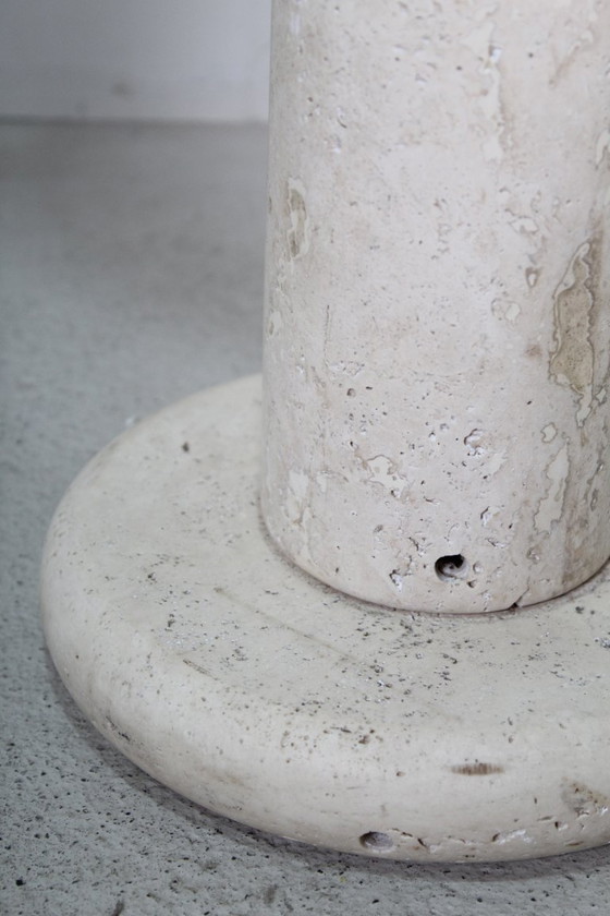 Image 1 of Colonne à plantes en travertin vintage et marbre