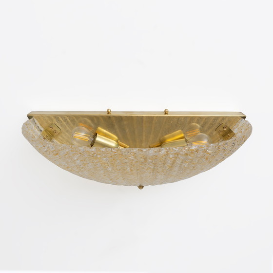 Image 1 of Coppia di lampade a conchiglia in vetro di Murano in stile Barovier della metà del secolo scorso