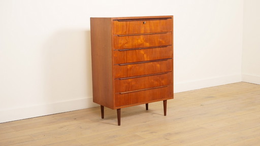 Commode vintage | teck | 6 tiroirs | 106 cm