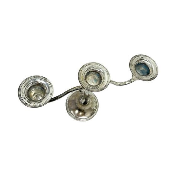 Image 1 of Silver-plated three-arm candelabra by I.P. ON ZINC, England, 1960s.