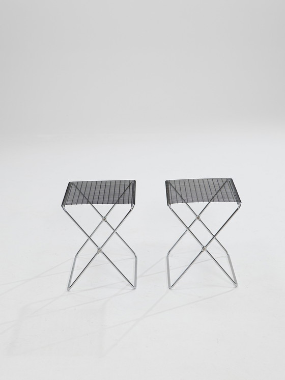 Image 1 of 2x tabourets pliants par De Marco & Rebolini pour Robots, Italie, 1970