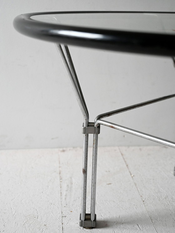 Image 1 of Table basse vintage en verre et acier