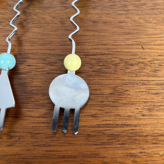 Image 1 of Raro set di 6 forchette da dessert Memphis, Giappone, 1980