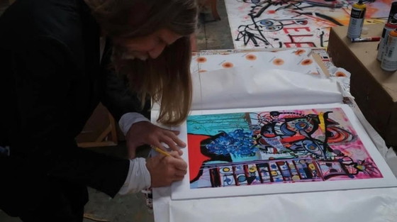 Image 1 of Paul Indrek Kostabi: "Unable To Fall Into The Dream - Edition 2025." Hand-signed, no. 8/25. In excellent condition. Print run of