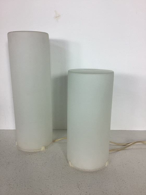 Image 1 of Set van 2 mat glazen lampen vintage