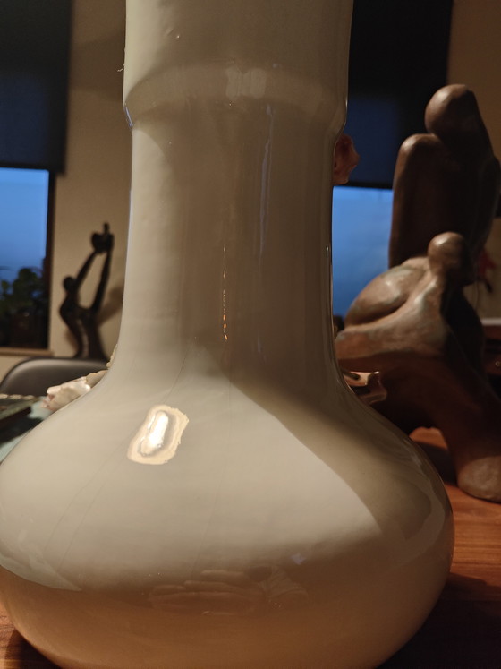 Image 1 of Große italienische Bassano-Vase – handgefertigt – florales Relief – 37,5 cm