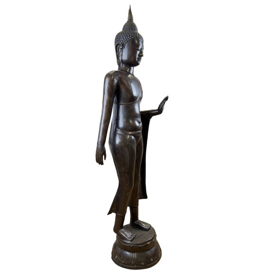 Lifesize Bronze Walking Buddha – 117 cm – Sculpture (photo 2 of 11)