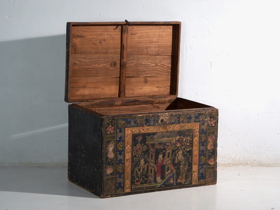 Malle ancienne peinte en bois de pin – Chine, circa 1900 – Armoires de rangement, Iron (photo 21 of 40)