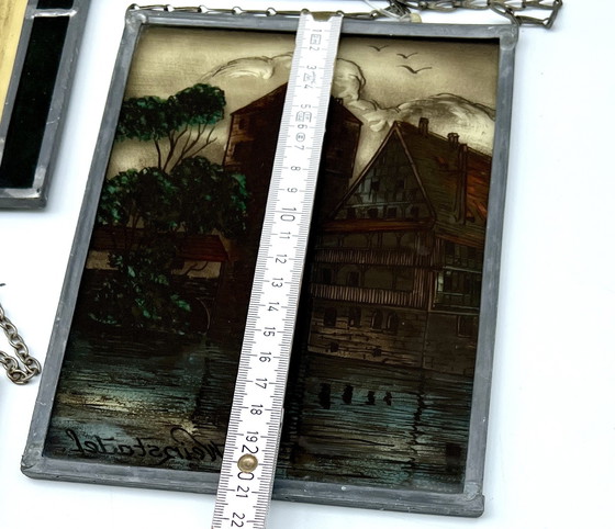 Image 1 of Konvolut dekorativer Glasbilder in Bleiverglasung – Deutschland, ca. 1955–1975