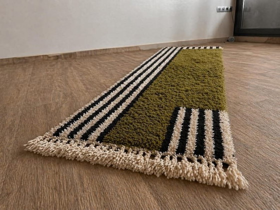 Traditioneel handgemaakt groen patroon vloerkleed voor de hal, afmeting 75/300 cm – Aime Té (photo 4 of 5)