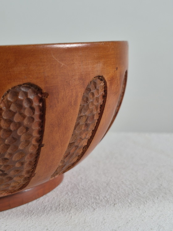 Cuenco antiguo tallado a mano firmado 1930 Scandi – Madera (photo 3 of 14)
