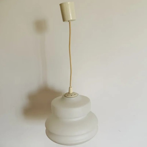 Vintage weiße Opalglas Pendelleuchte – Skandinavisches Design